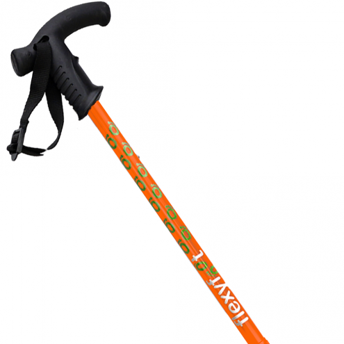 Flexyfoot Derby Handle Telescopic Walking Stick - Orange